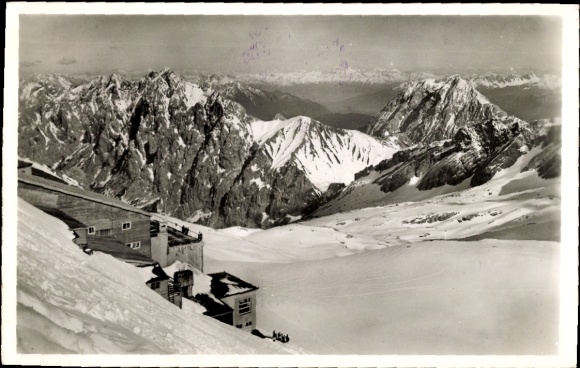 Ak Schneefernerhaus auf der Zugspitze, Blick vom Aussichtsfenster des Fußgängertunnels, Inntal