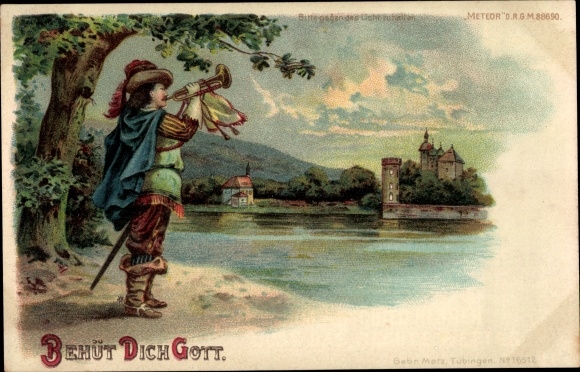 Hold against the light Chromo-Litho Trumpeter von Säckingen, God protect you, Meteor 16512
