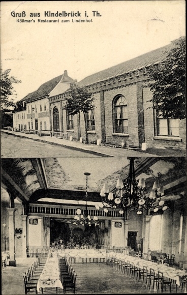 Postcard Kindelbrück in Thuringia, Köllmars Restaurant zum Lindenhof