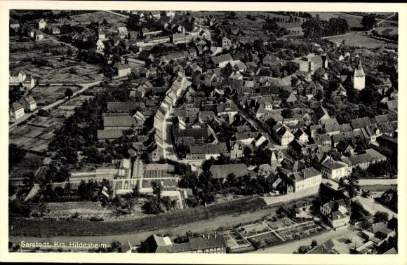 Postcard Hildesheim in Lower Saxony, aerial view of Sarstedt, houses, rural surroundings