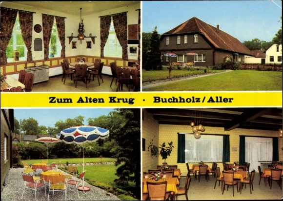 Postcard Buchholz an der Aller, Zum alten Krug, garden, dining room, Dorfstraße 14