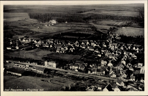 Ak Babstadt Bad Rappenau in Baden, Luftaufnahme von  Häuser, Kirche, Felder