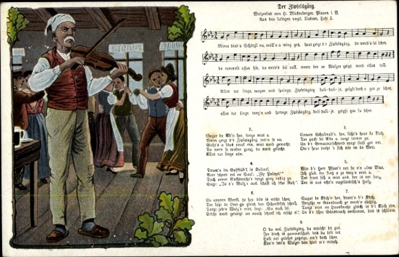 liedje Ak Mückenberger, Der Zipfelsgörg, Vogtlands volkslied, muzikant met viool, dansparen