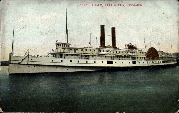 Postcard Fall River Massachusetts, The Pilgrim, Fall River Steamer