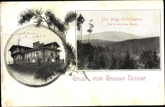 Postcard Kühndorf in Thuringia, Great Dolmar, landscape view