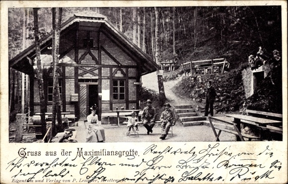 Ansichtkaart Krottensee Neuhaus an der Pegnitz in de regio Neurenberg in Beieren, kavel aan de Maximiliansgrotte