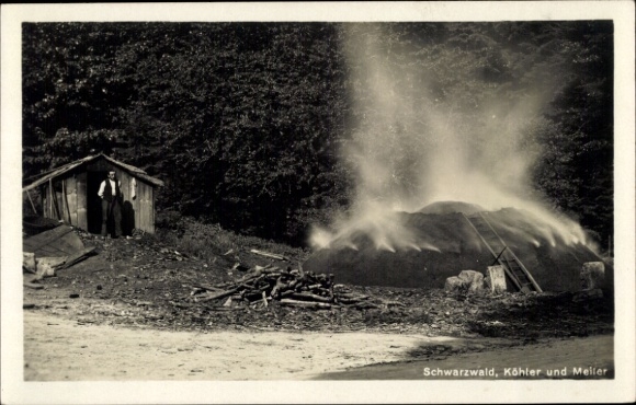 Ak Schwarzwald, Köhler, Meiler