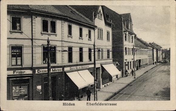 Ak Hilden Nordrhein Westfalen, Elberfelder Straße, Friseur Caspar Mertens