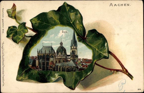 Efeublatt Chromo-Litho Postcard Aachen, Dom