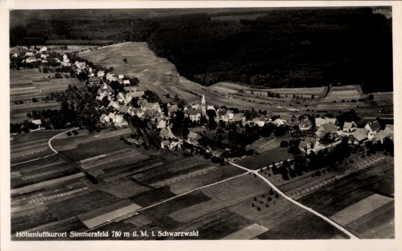 Postcard Simmersfeld in the Black Forest, aerial photograph
