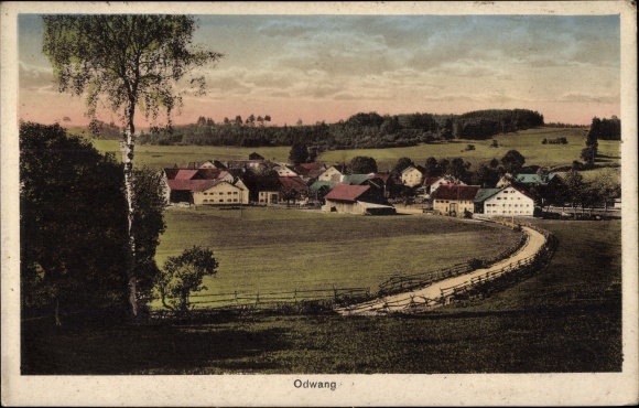 Postcard Ödwang Osterzell in Allgäu Swabia, total view