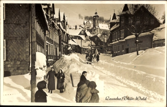 Ak Lauscha in Thüringen, Bahnhofstraße, Winter