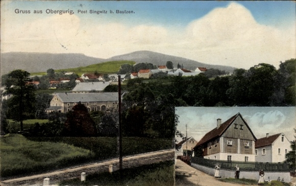 Ak Obergurig in Lausitz, algemeen beeld, woongebouwen