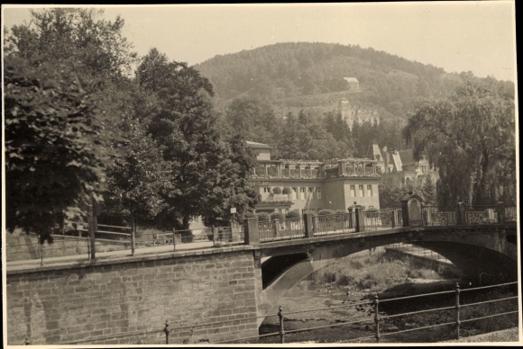 Foto Karlovy Vary Karlsbad Stadt, Badehaus, Brückenpartie, Fotograf Hubl