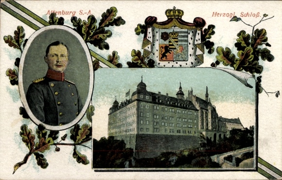 Passepartout Postcard Altenburg in Thuringia, Ducal Castle, Duke Ernst II of Saxony Altenburg
