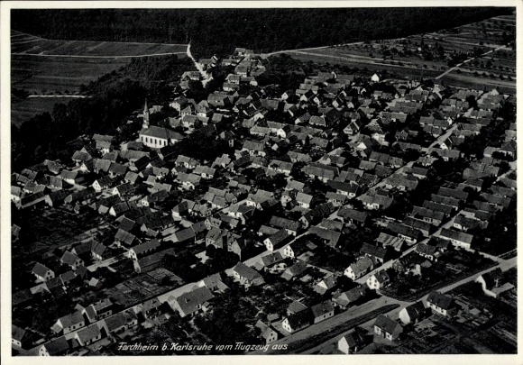 Postcard Forchheim (near Karlsruhe) Rheinstetten in Baden, aerial photograph, view of houses, Forchheim, Schwa