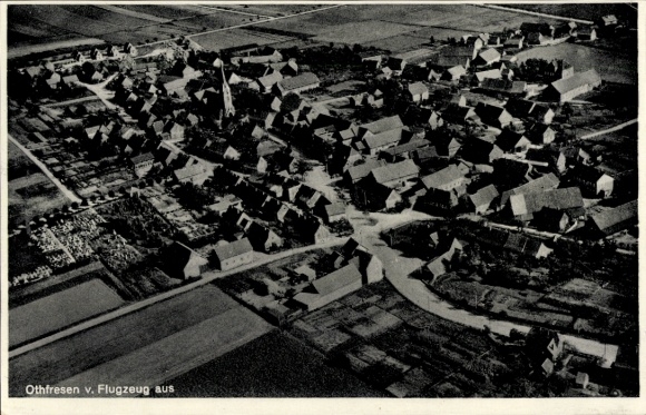 Postcard Othfresen Liebenburg am Harz, aerial view of houses, streets, rural surroundings