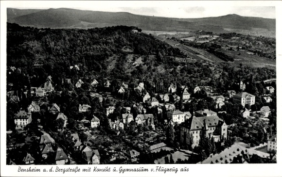 Postcard Bensheim on the Bergstraße Hesse, aerial photograph Bergstraße, boarding school, high school