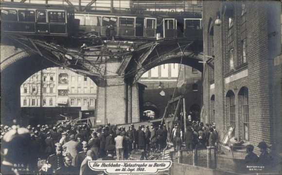 Ak Berlin Kreuzberg, Hochbahnkatastrophe 26. September 1908