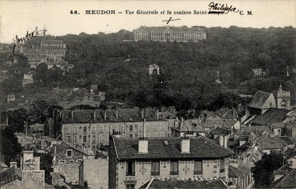 Postcard Meudon Hauts de Seine, panoramic view of Maison Saint-Philippe, old buildings