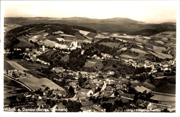 Ak Wörth an der Donau Oberpfalz Bayern, Fliegeraufnahme
