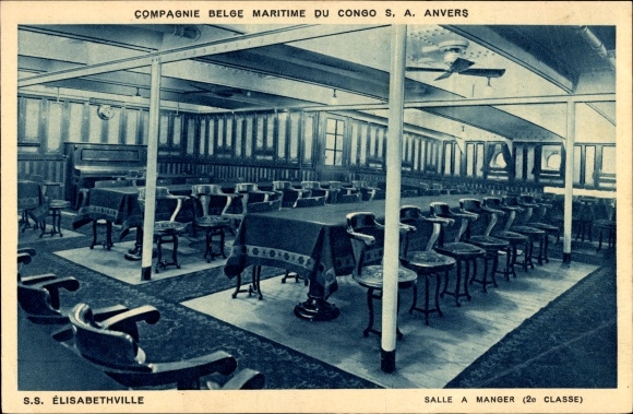 Ak Compagnie Maritime Belge du Congo, SS Élisabethville, eetkamer