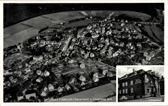 Ak Freienohl Meschede in het Sauerland, luchtfoto, Lindenhof