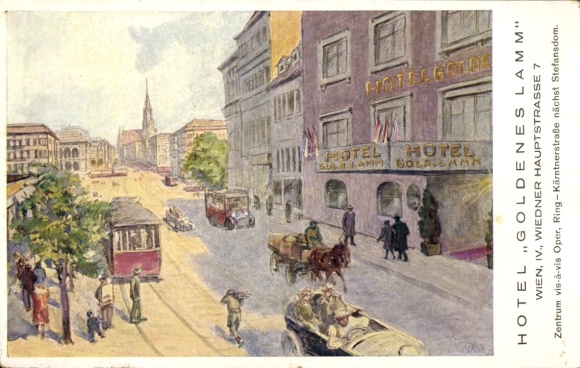 Ak Wien IV., Hotel Goldenes Lamm, Hauptstraße 7