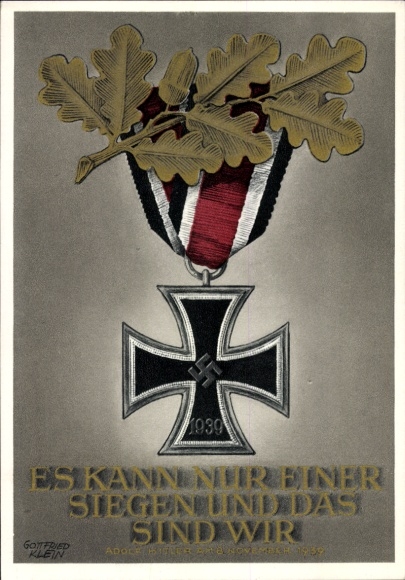 Postal stationery artist Postcard Klein, Only one can win and that is us, quote Adolf Hitler