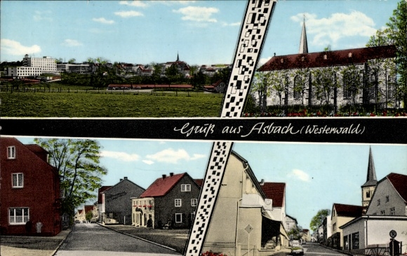 Postcard Asbach Westerwald, Hairdresser Salon Heinrich Irnig, Street Scene