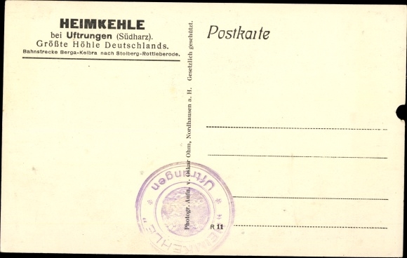 Postcard Uftrungen South Harz, Heimkehle cave, Wilder Stieg with Alpine landscape
