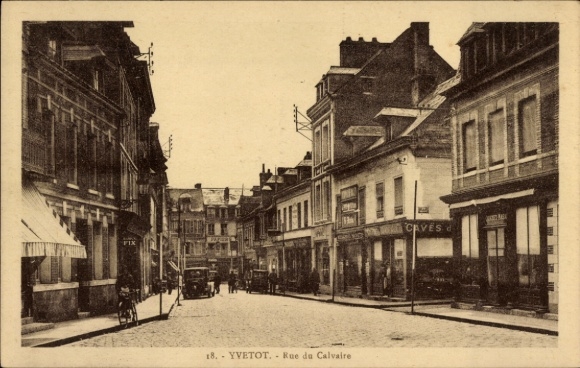 Postcard Yvetot Seine Maritime, Rue du Calvaire