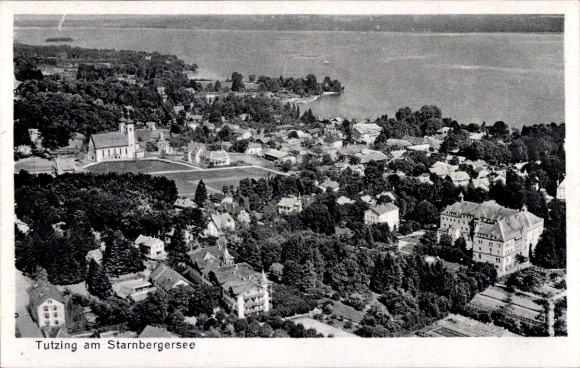 Postcard Tutzing on Lake Starnberg Upper Bavaria, aerial photograph