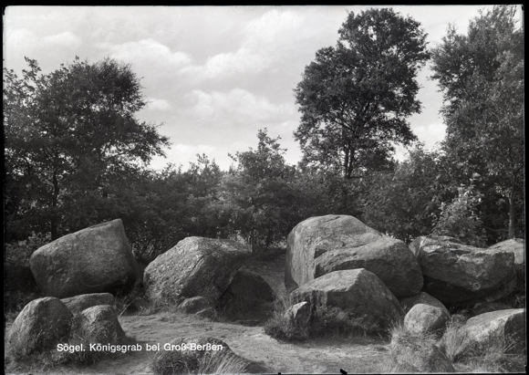 7 glass negative Sögel in Emsland, park, general view, church