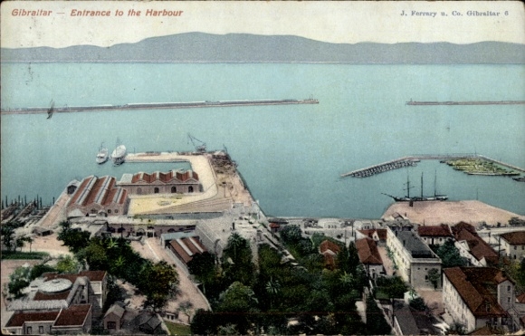 Ansichtkaart Gibraltar, algemeen beeld, haven