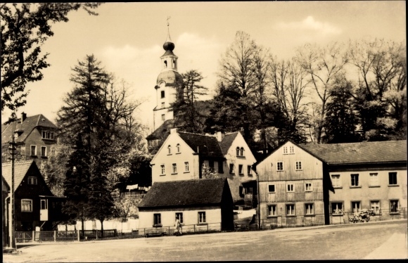 PC Großröhrsdorf in Saxony, lot in town, bell tower