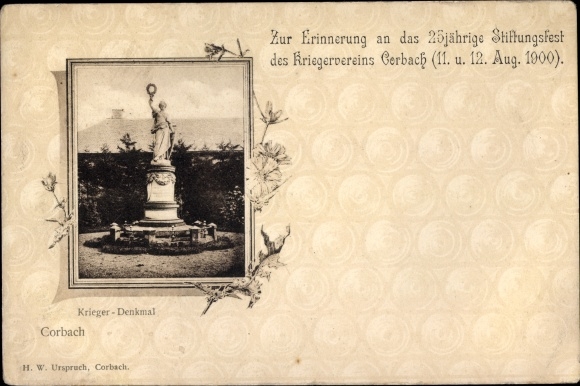 Passepartout PC Korbach in Hesse, war memorial, 25th anniversary of the founding of the warrior association in 1900