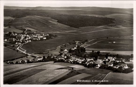 Postcard Wörnitzstein Donauwörth in Swabia Bavaria, aerial photograph