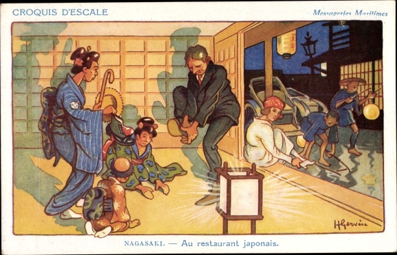 Artysta KP Gerwin, Nagasaki Prefektura Nagasaki Japonia, Japońska restauracja Au, Messageries Maritimes