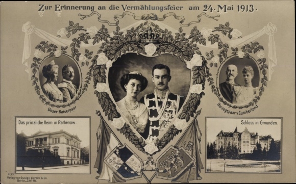 PC Duke Ernst August, Victoria Luise, imperial couple, ducal couple, marriage on May 24, 1913, Gmunden
