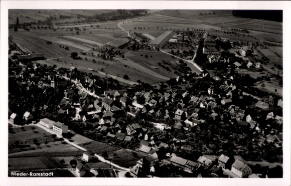 Postcard Nieder Ramstadt Mühltal in the Odenwald, aerial photograph