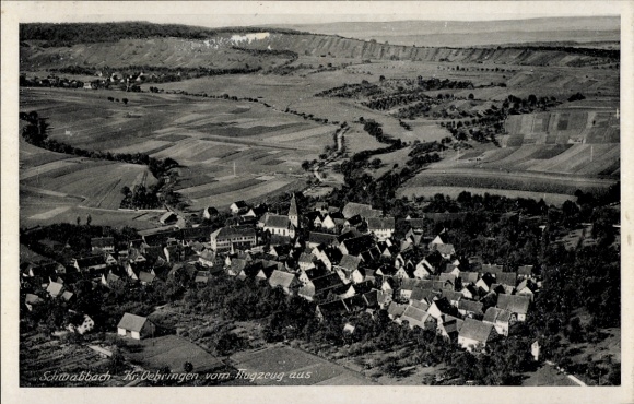 Postcard Schwabbach Bretzfeld in Württemberg, aerial photograph