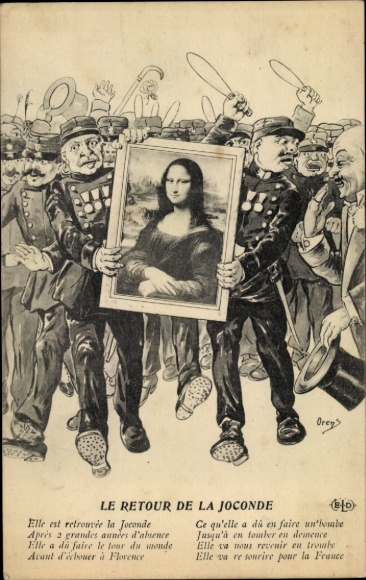 Ak Firenze Florenz Toscana, Rückkehr der Mona Lisa nach Florenz nach zwei Jahren Abwesenheit