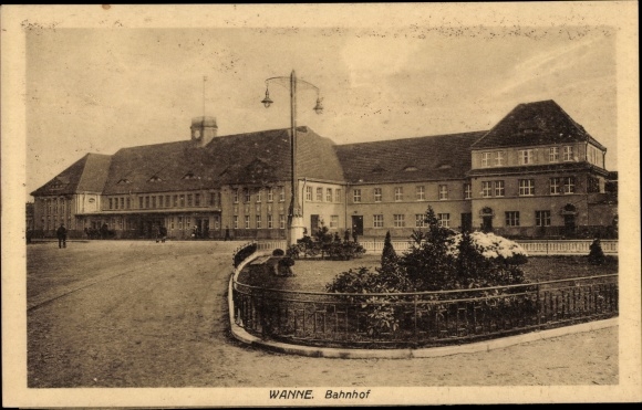 Postcard Wanne Herne in the Ruhr area, train station