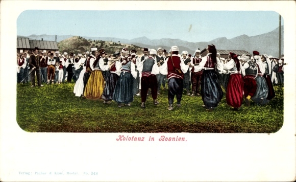 Postcard Kolotanz in Bosnia, Folk Costumes