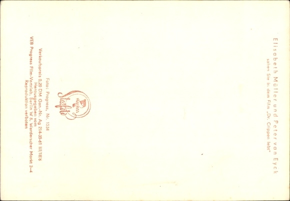 Postcard Actors Elisabeth Müller and Peter van Eyck, Film Dr. Crippen is alive