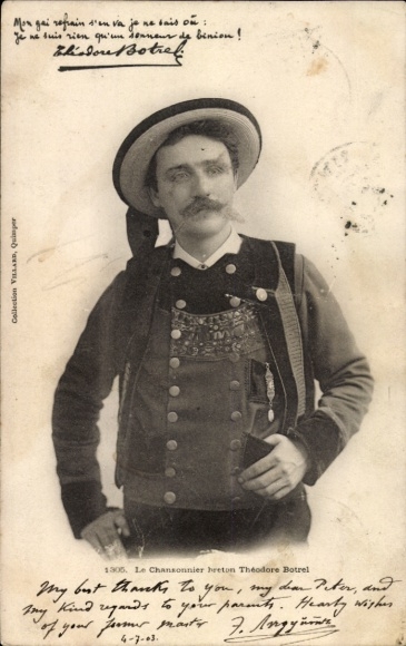 KP Chansonnier Theodore Botrel, portret w stroju bretońskim