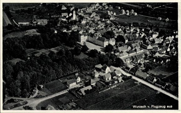Postcard Bad Wurzach in Upper Swabia, aerial photograph