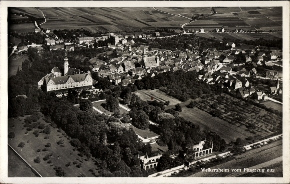 Postcard Weikersheim in Tauberfranken Württemberg, aerial photograph