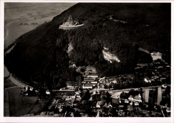 Postcard Porta Westfalica on the Weser, aerial photograph